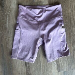 Purple 7” inseam biker shorts